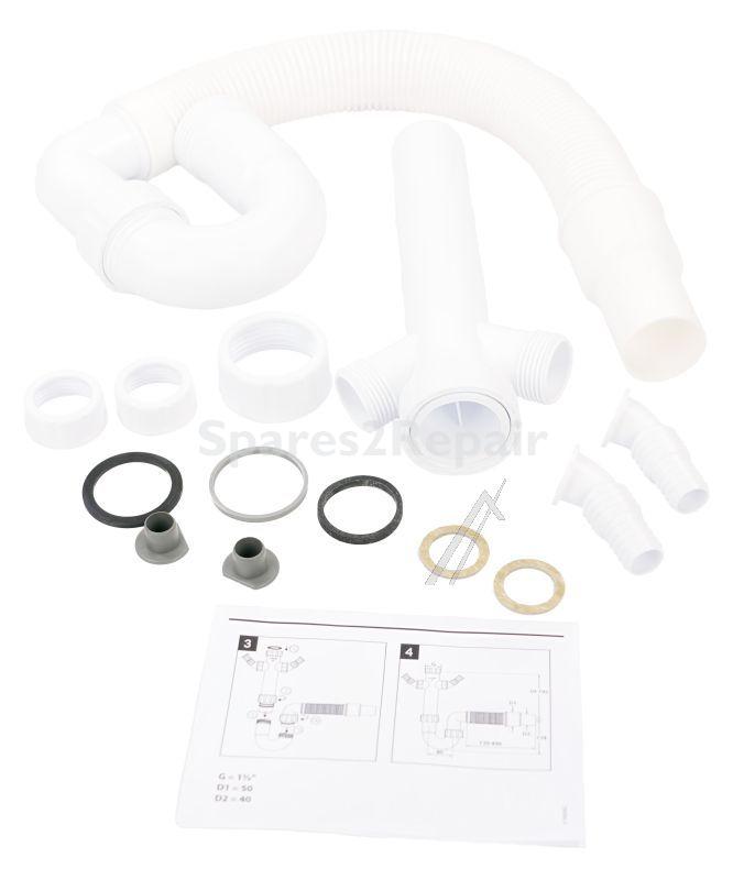 Haas Siphon - 2820 Pp Sink Siphon 1 With Flexible Hose And Two Appliance Connections