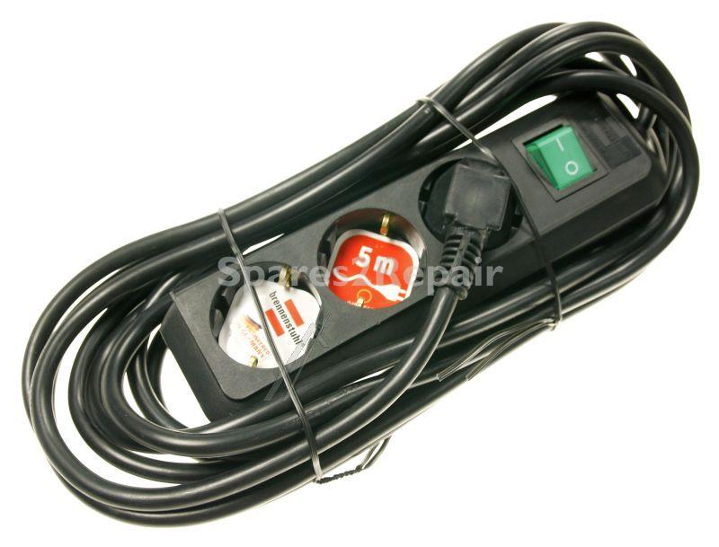 BRENNENSTUHL Three-way Plug Adaptor ECO-LINE THREE-WAY PLUG ADAPTOR + SWITCH, BLACK, 5M