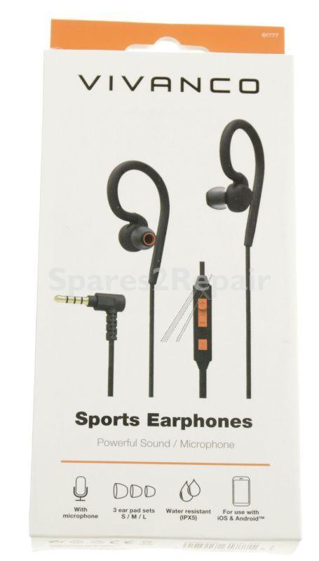 Vivanco Micro Head Phone - 61777 Sport Outdoor, In Ear Sport Headphones With Telephone Function