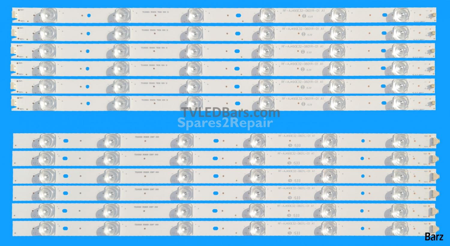 Barz LED Backlight Array Sharp 49" LC.45J06G001 LY.45501G001 LY.45J01G001 HWV4941-10C -02C RF-AJ490E32-0601R 0601L A1 12pcs