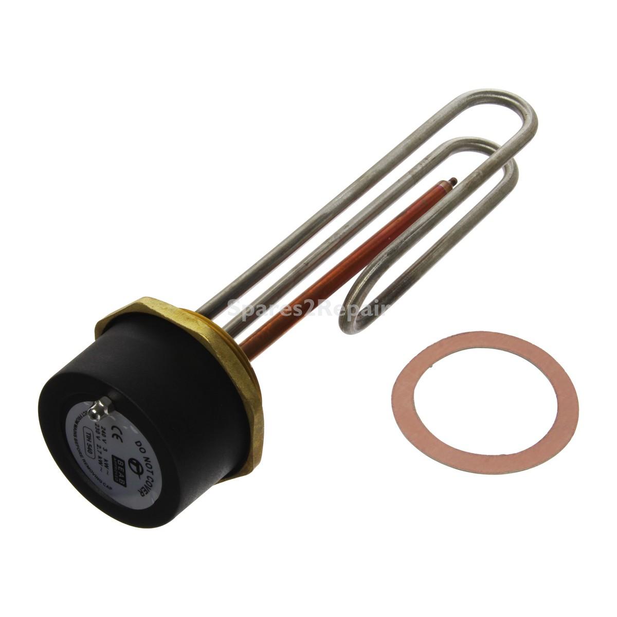 Universal BEAB Approved 11" Incoloy Immersion Element for Hard Water Use Supplied with 7" Resettable Thermostat (3000W)